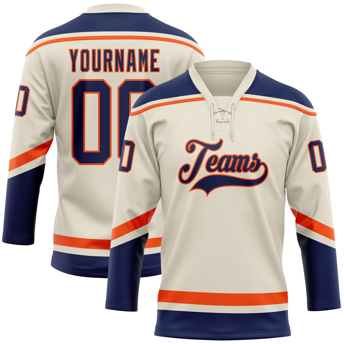 Custom Hockey Jersey White Orange-Purple Hockey Lace Neck Jersey Men's Size:L