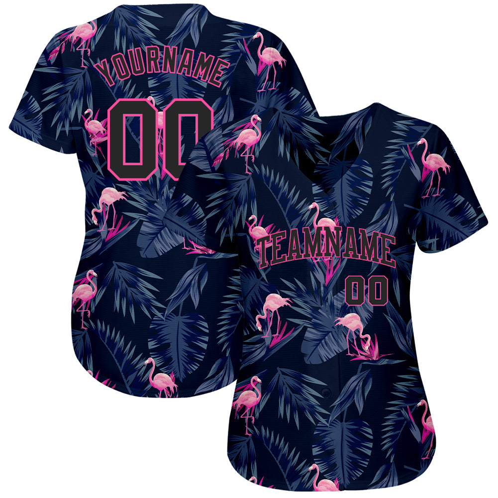 Custom 3D Pattern Design Flamingo Authentic Baseball Jersey Discount