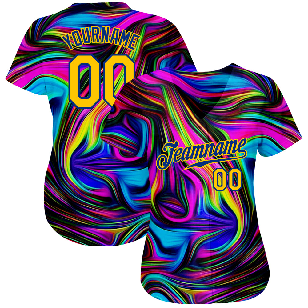 Custom 3D Pattern Design Fade Authentic Baseball Jersey