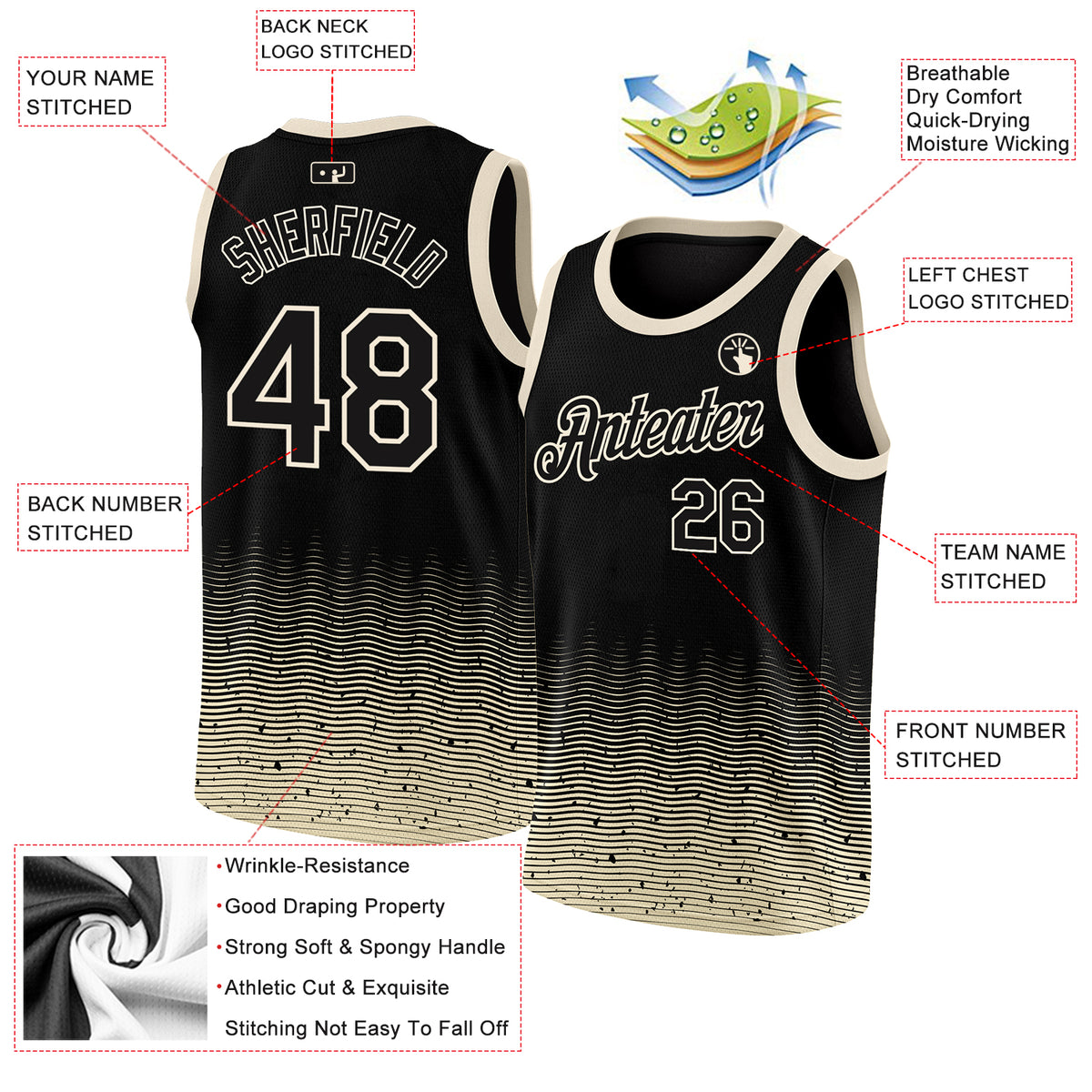 Custom Hunter Green Cream-Black Authentic Fade Fashion Basketball Jersey  Discount