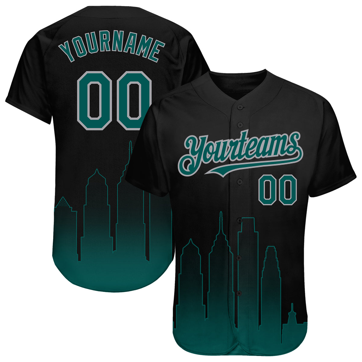 Custom Green White-Gray Philadelphia City Connect Baseball Jersey