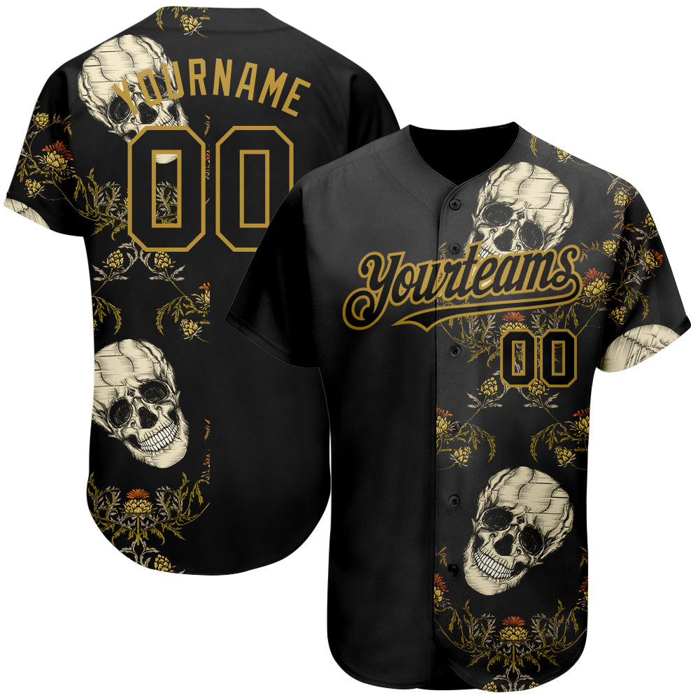 Custom Camo Old Gold-Black Authentic Baseball Jersey Discount