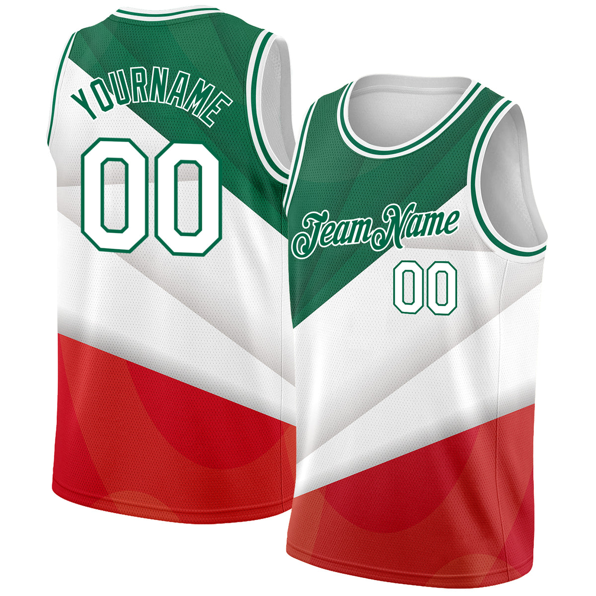 Custom Kelly Green White-Red 3D Mexico Authentic Baseball Jersey