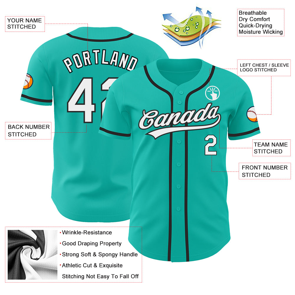 Sale Build Aqua Baseball Authentic White Jersey Black – CustomJerseysPro