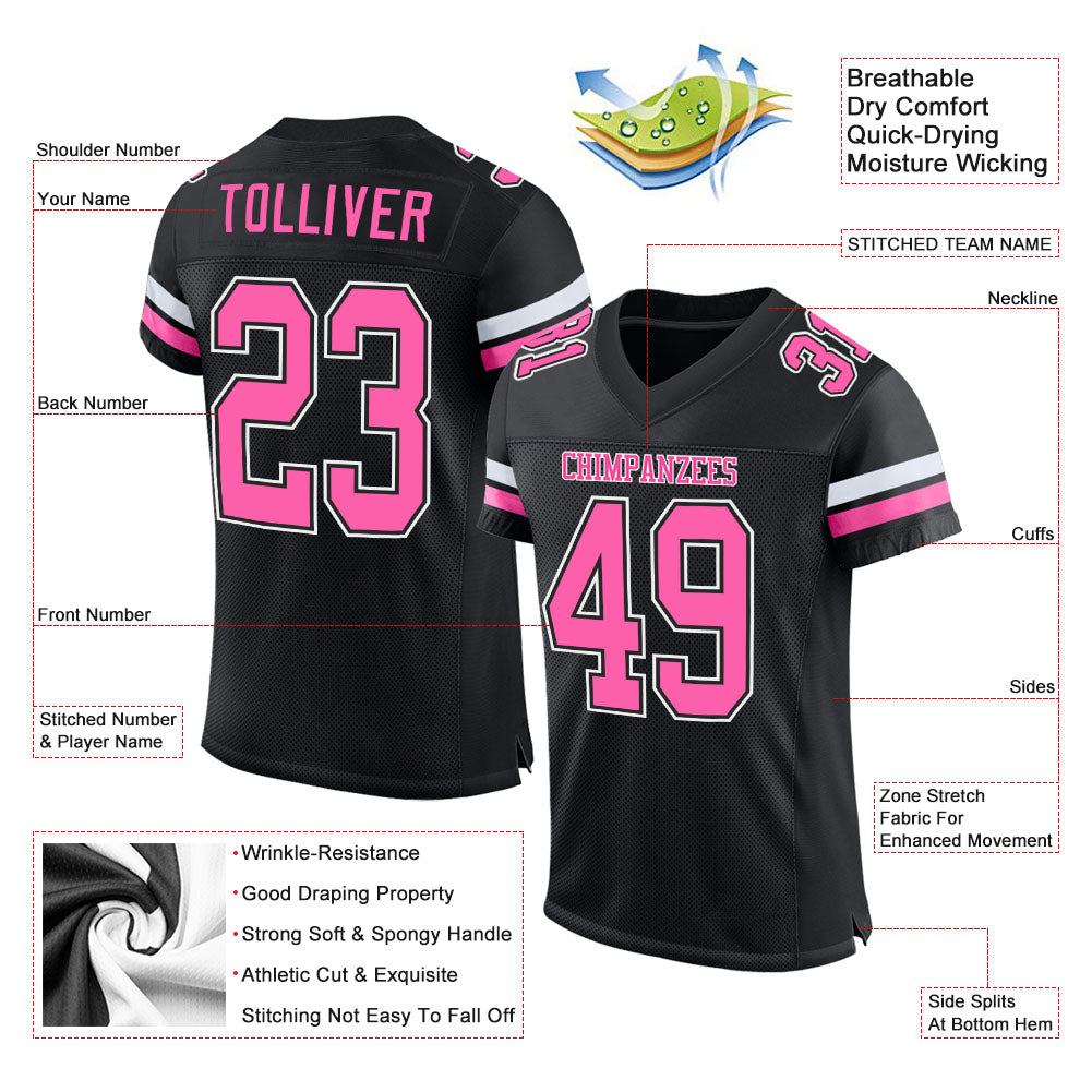 Custom Metallic Football Jersey - Ladies Relaxed Fit Mesh Football Jersey | Personalized Black/White Tops from Customized Girl