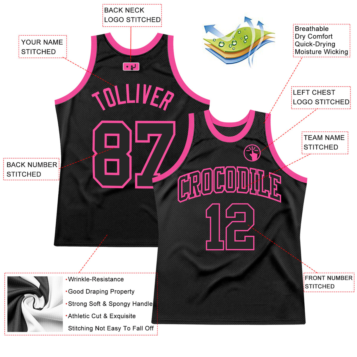 Cheap Custom Light Pink Black-White Authentic Throwback Basketball Jersey  Free Shipping – CustomJerseysPro