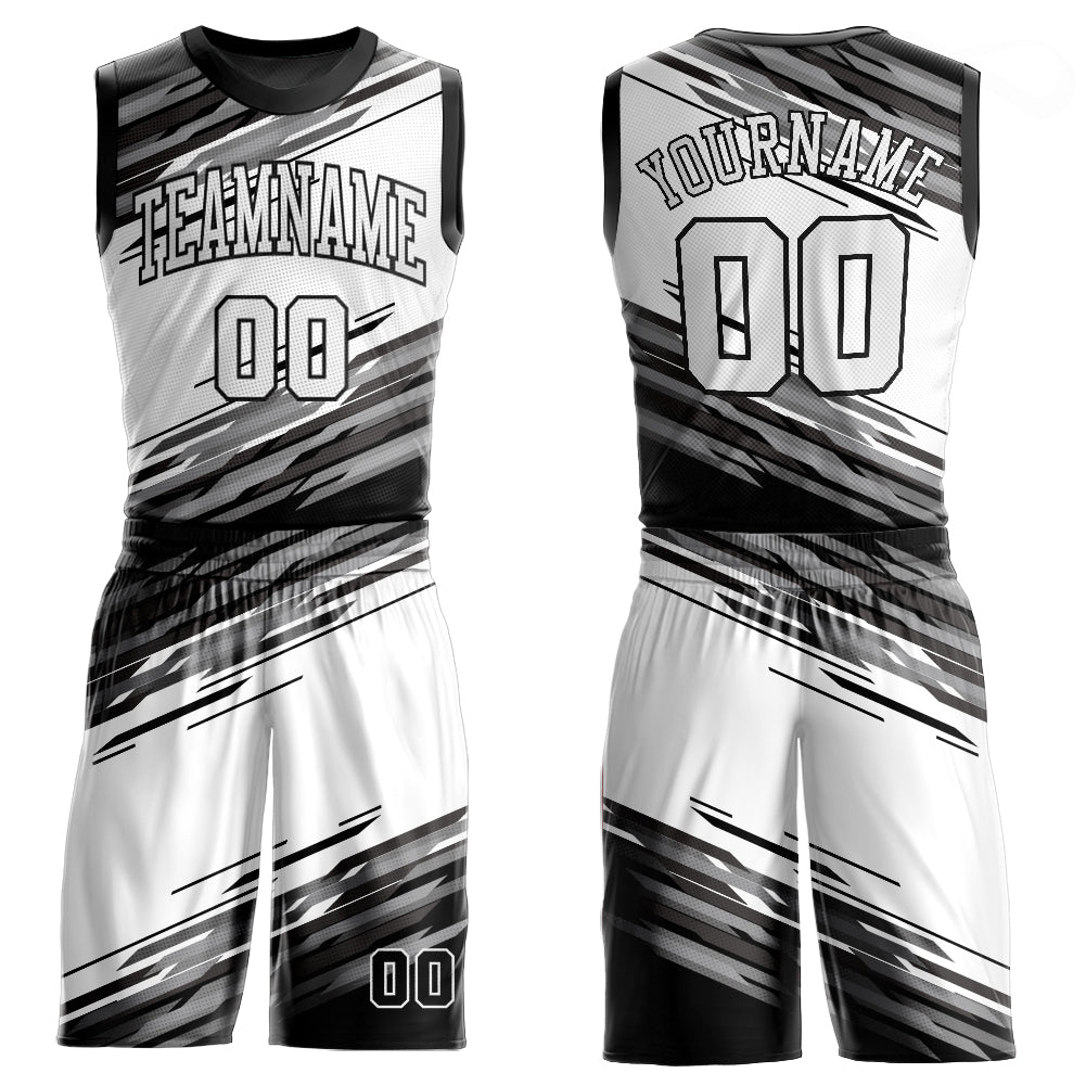 Custom Purple Pink-Black Round Neck Sublimation Basketball Suit Jersey  Discount