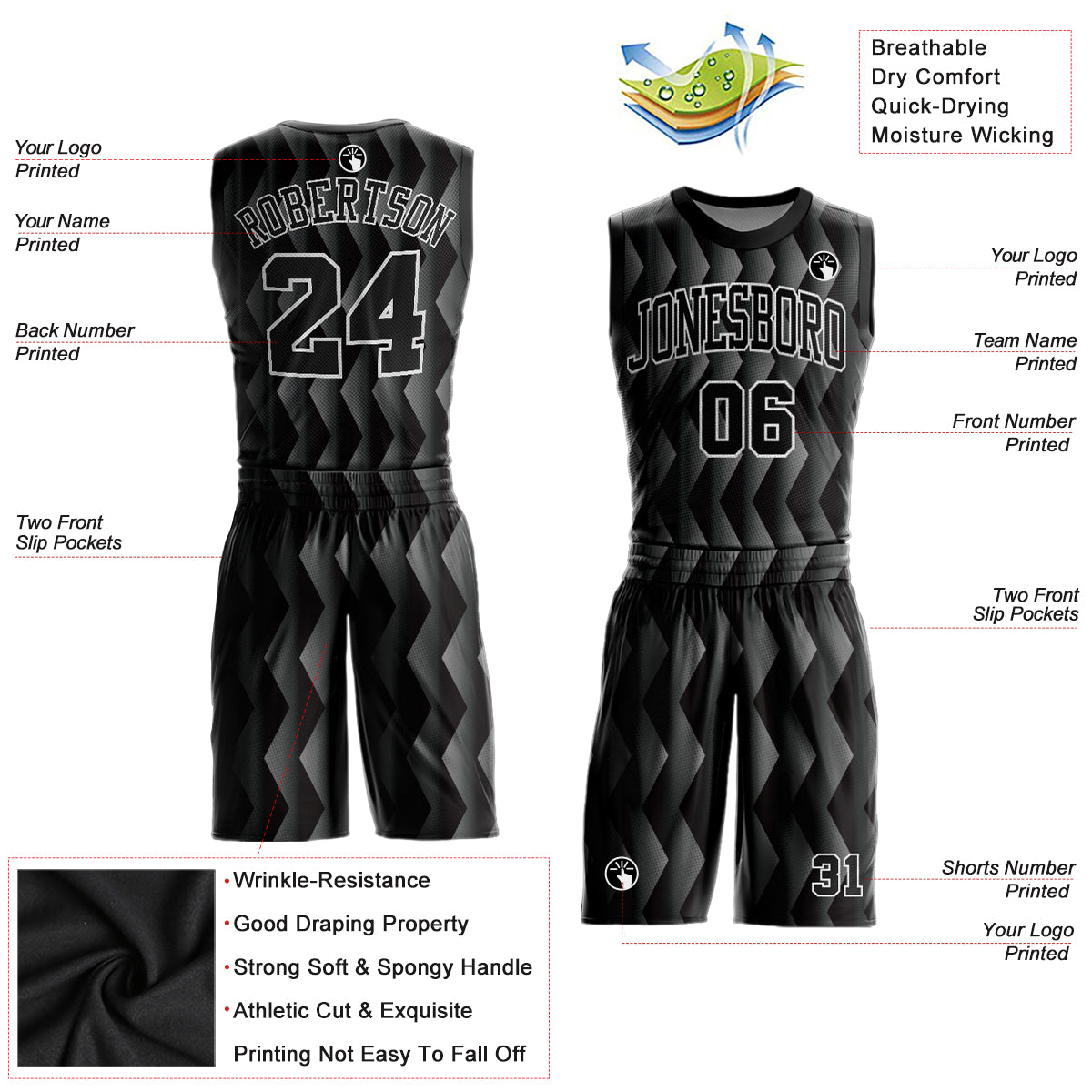 7x Classic V Neck, Basketball Sublimation Uniform