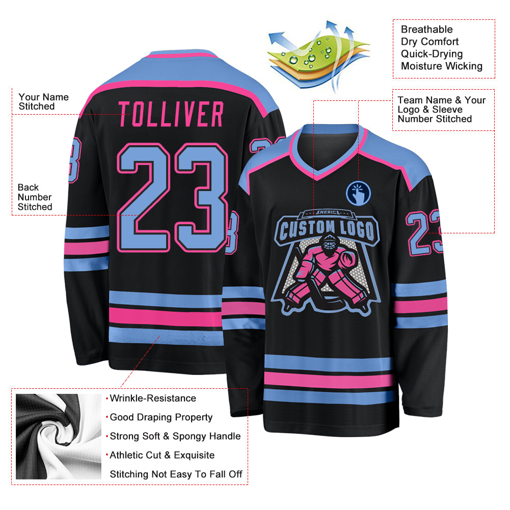 Black and cheap blue hockey jersey