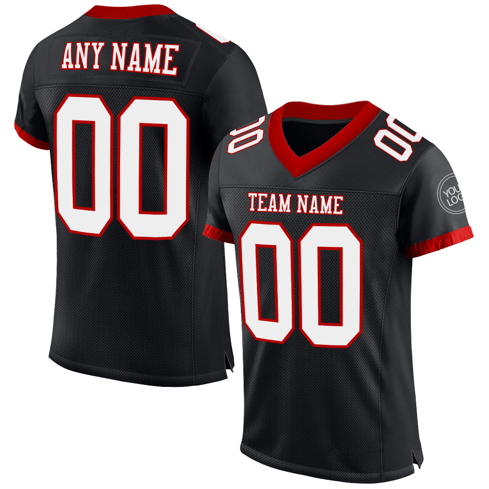 Custom Black Black-Red Mesh Authentic Football Jersey Discount