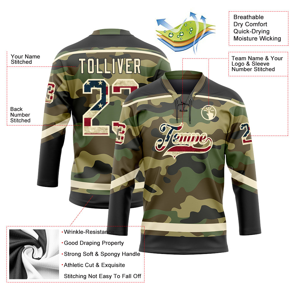 Cheap Custom Camo Vintage USA Flag-City Cream Authentic Salute To Service  Baseball Jersey Free Shipping – CustomJerseysPro