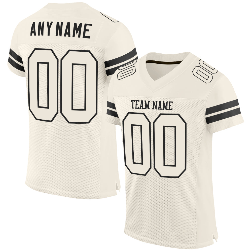 Custom White Black-Gold Mesh Authentic Football Jersey