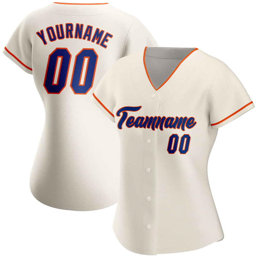 Custom Cream Navy-Orange Authentic Baseball Jersey Discount