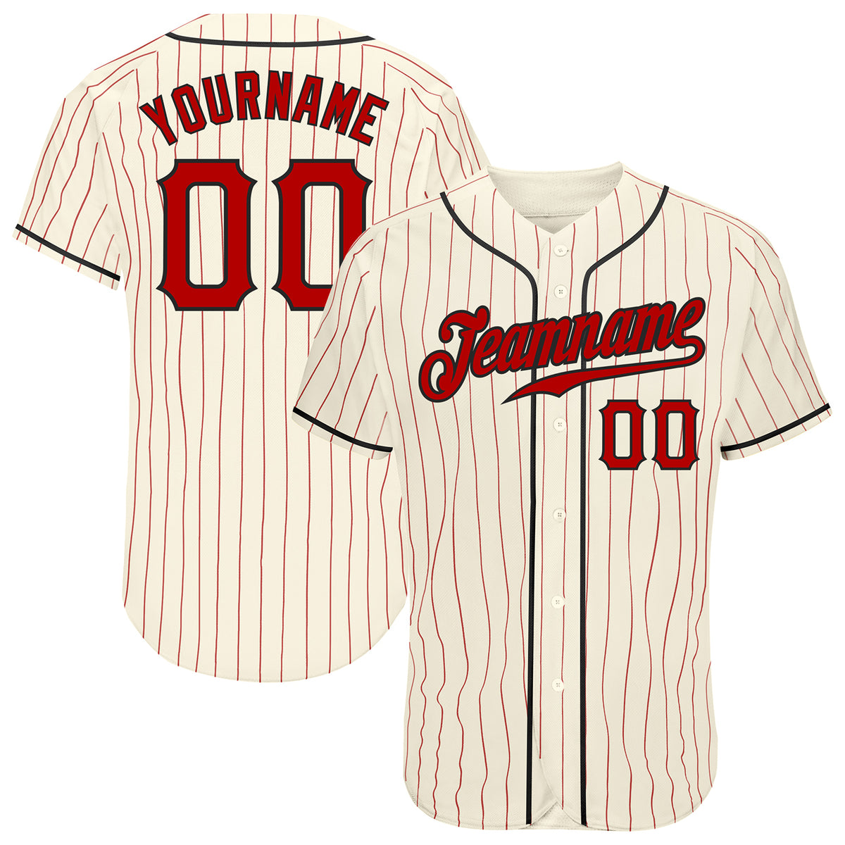 Custom Black Red Pinstripe Red-White Authentic Baseball Jersey Discount –  snapmade