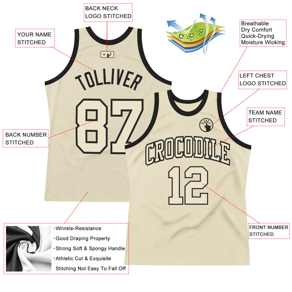 Custom Cream Purple-Black Authentic Throwback Basketball Jersey