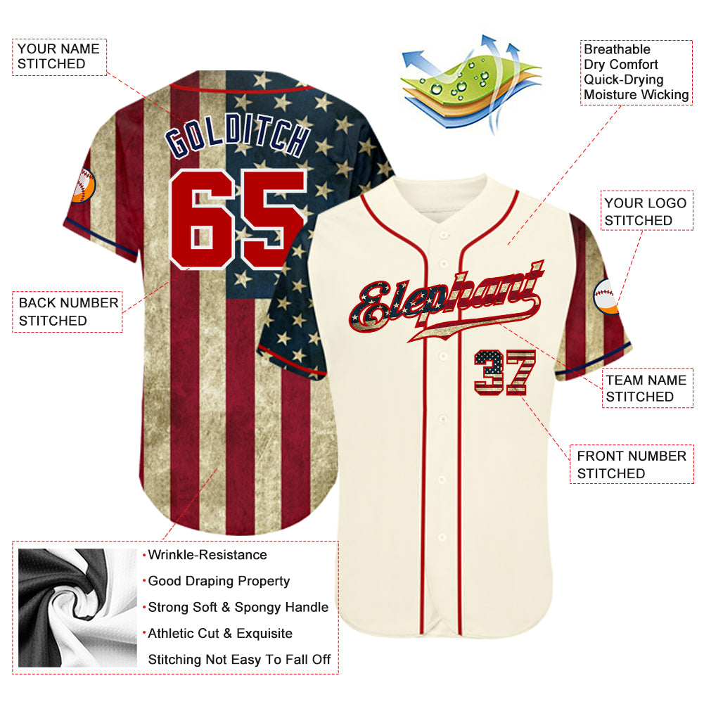 Custom Olive Vintage USA Flag-Cream Authentic Raglan Sleeves Salute To  Service Baseball Jersey
