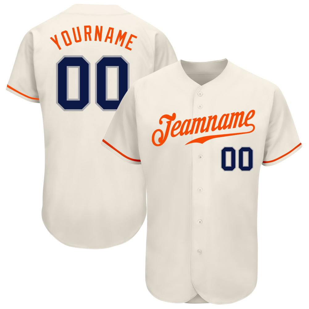 Orange Navy-White CUSTOM Baseball Jersey 