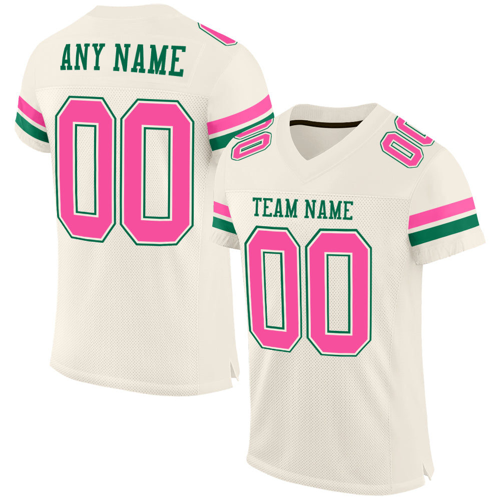 Custom Team Football Authentic Pink Mesh Jersey White