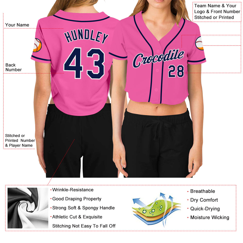 Custom Logo Name Number Pink Pinstripe Baseball Jersey