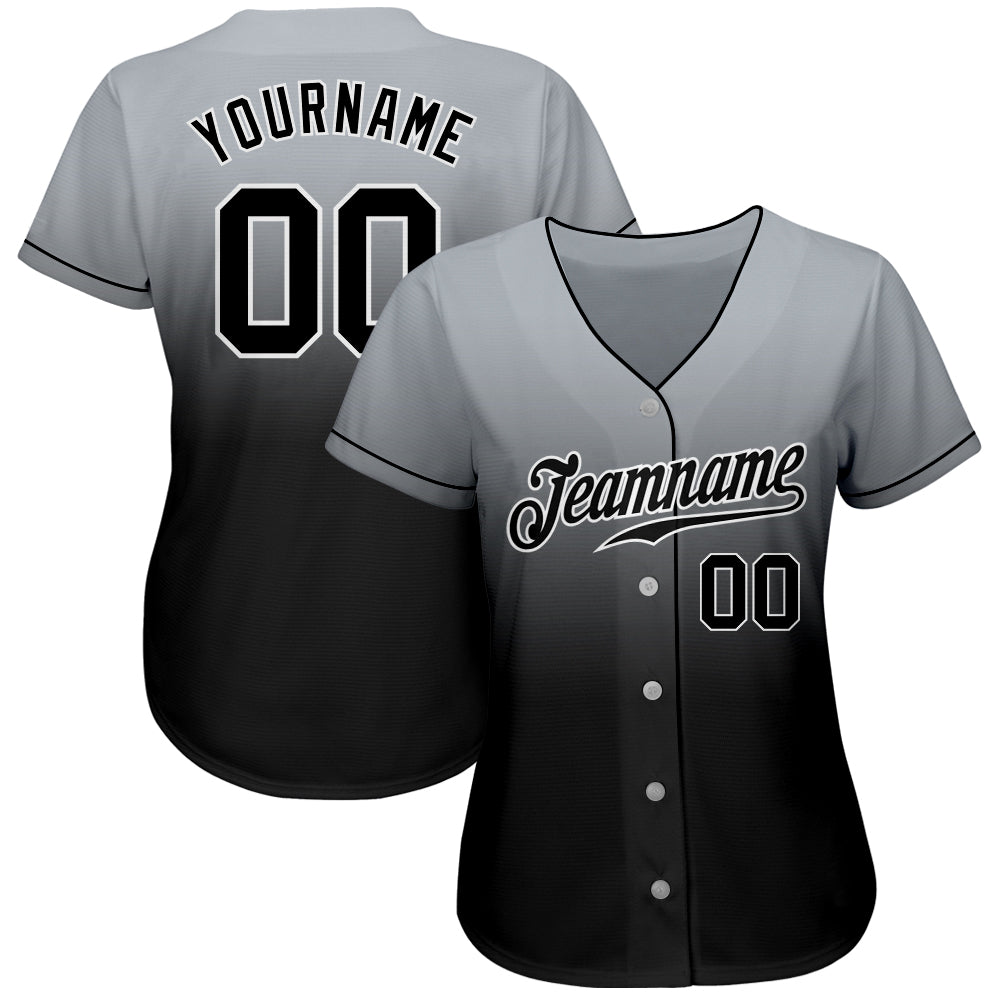 Custom Black Gray-White Authentic Fade Fashion Baseball Jersey –  ZhongXingHuiTian