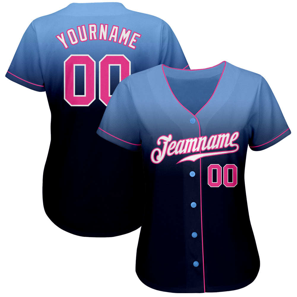 Custom Powder Blue Powder Blue-Pink Authentic Baseball Jersey