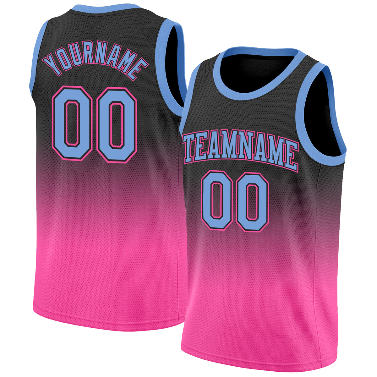 Custom Black White-Pink Authentic Fade Fashion Basketball Jersey