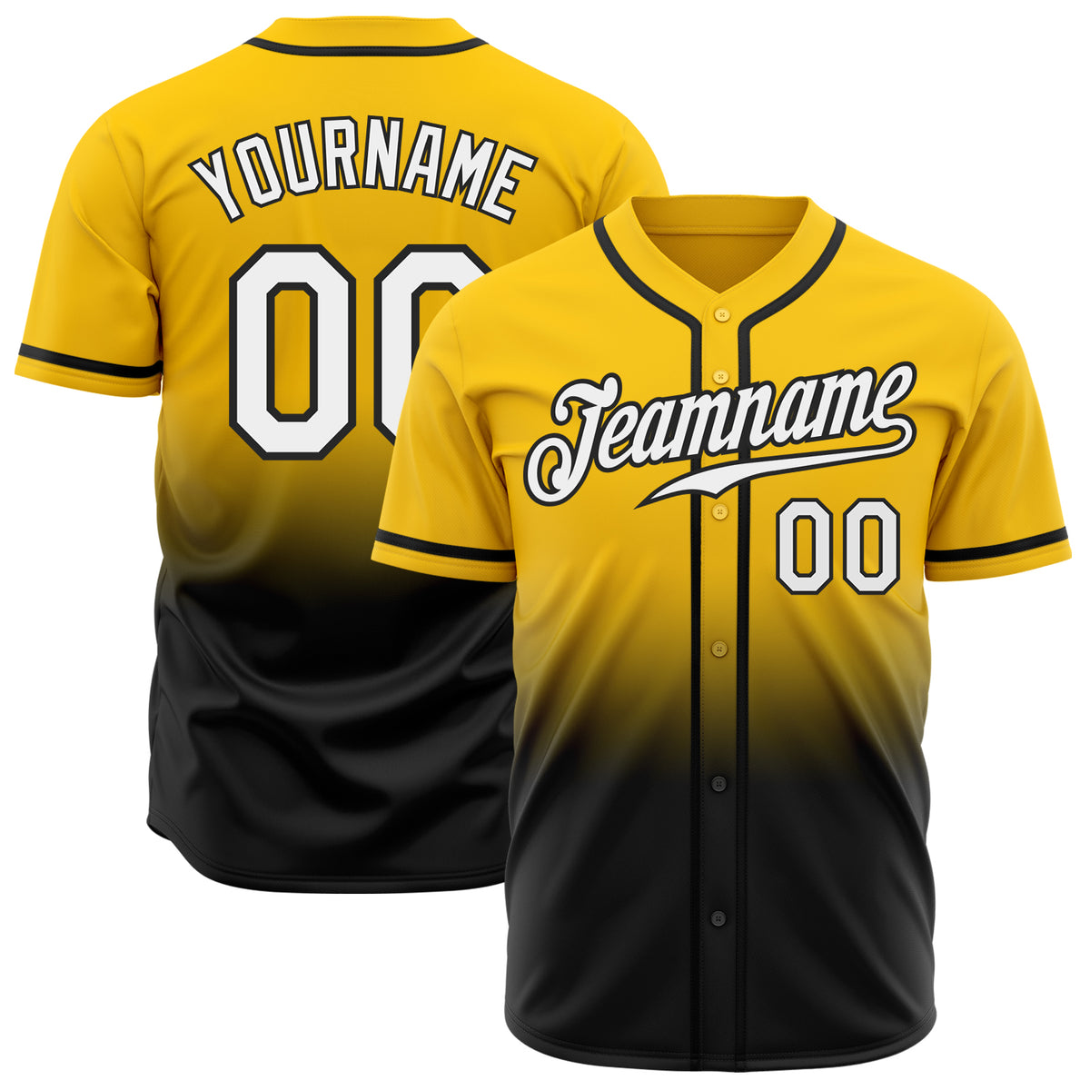 Custom Gold White-black Authentic Fade Fashion Baseball Jersey Discount