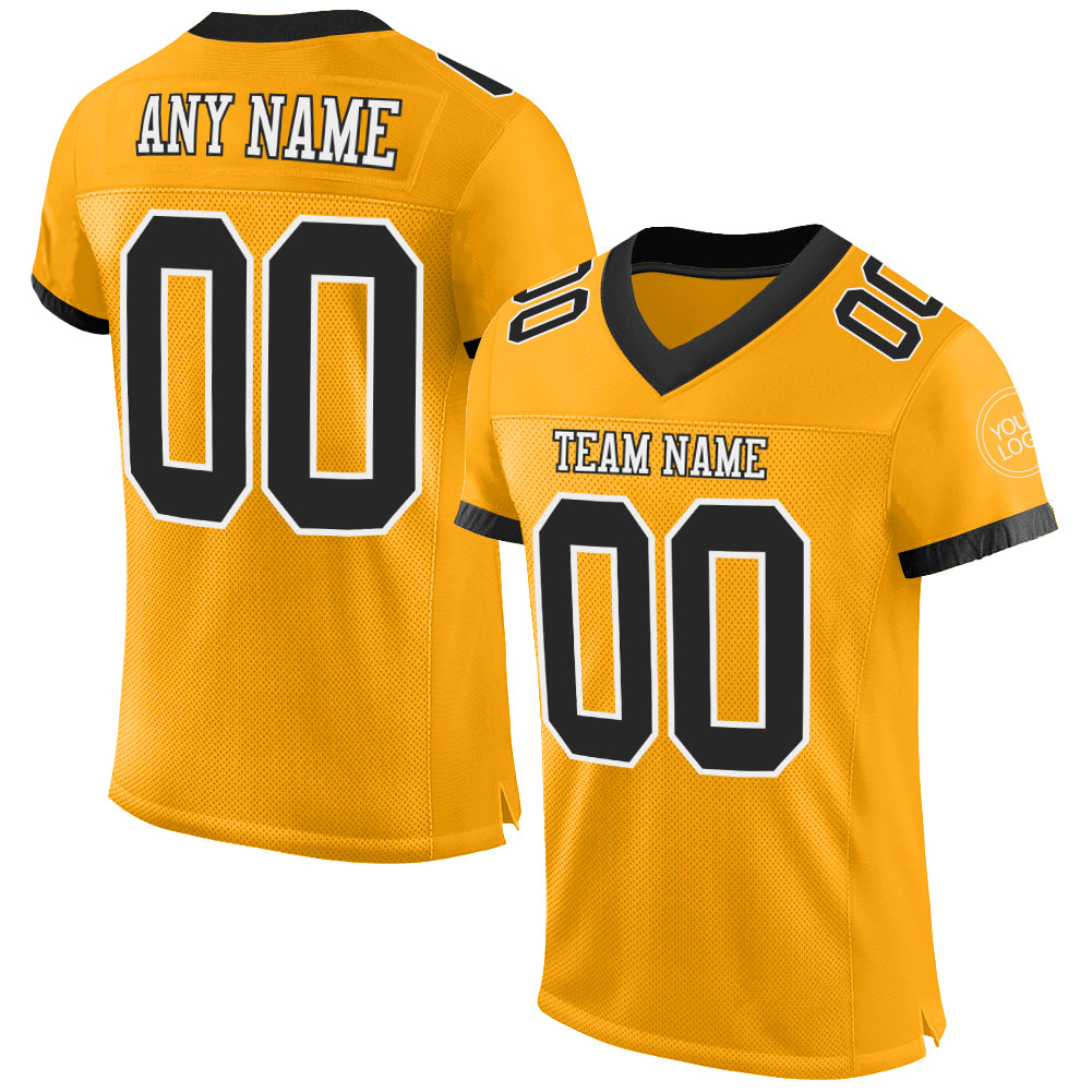 Custom Orange Black-White Mesh Authentic Football Jersey