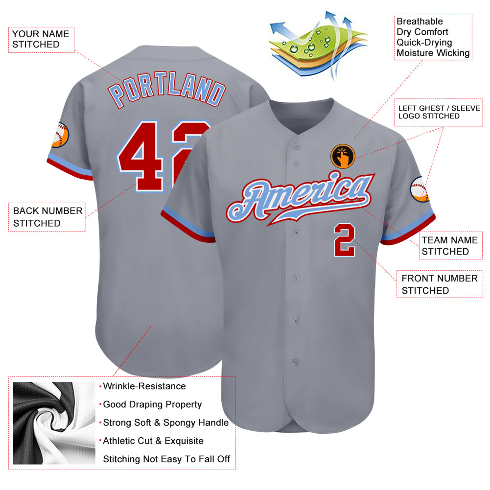 Custom Red Red-Gray Authentic Baseball Jersey Discount