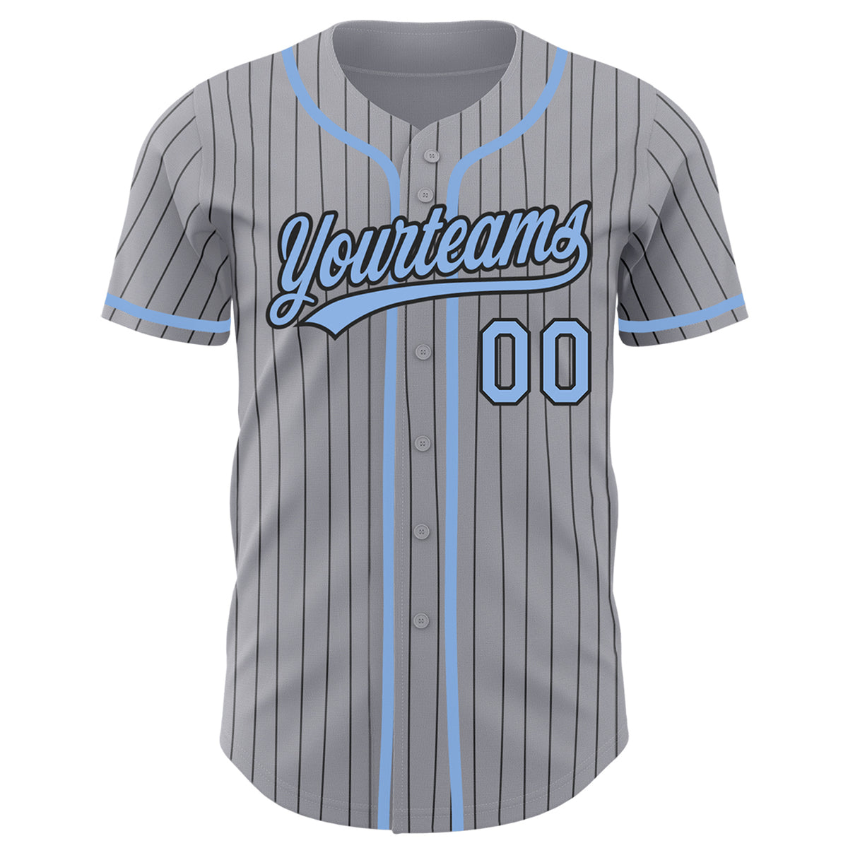 Custom Team Black Baseball Authentic Gray Father's Day Jersey Light Blue