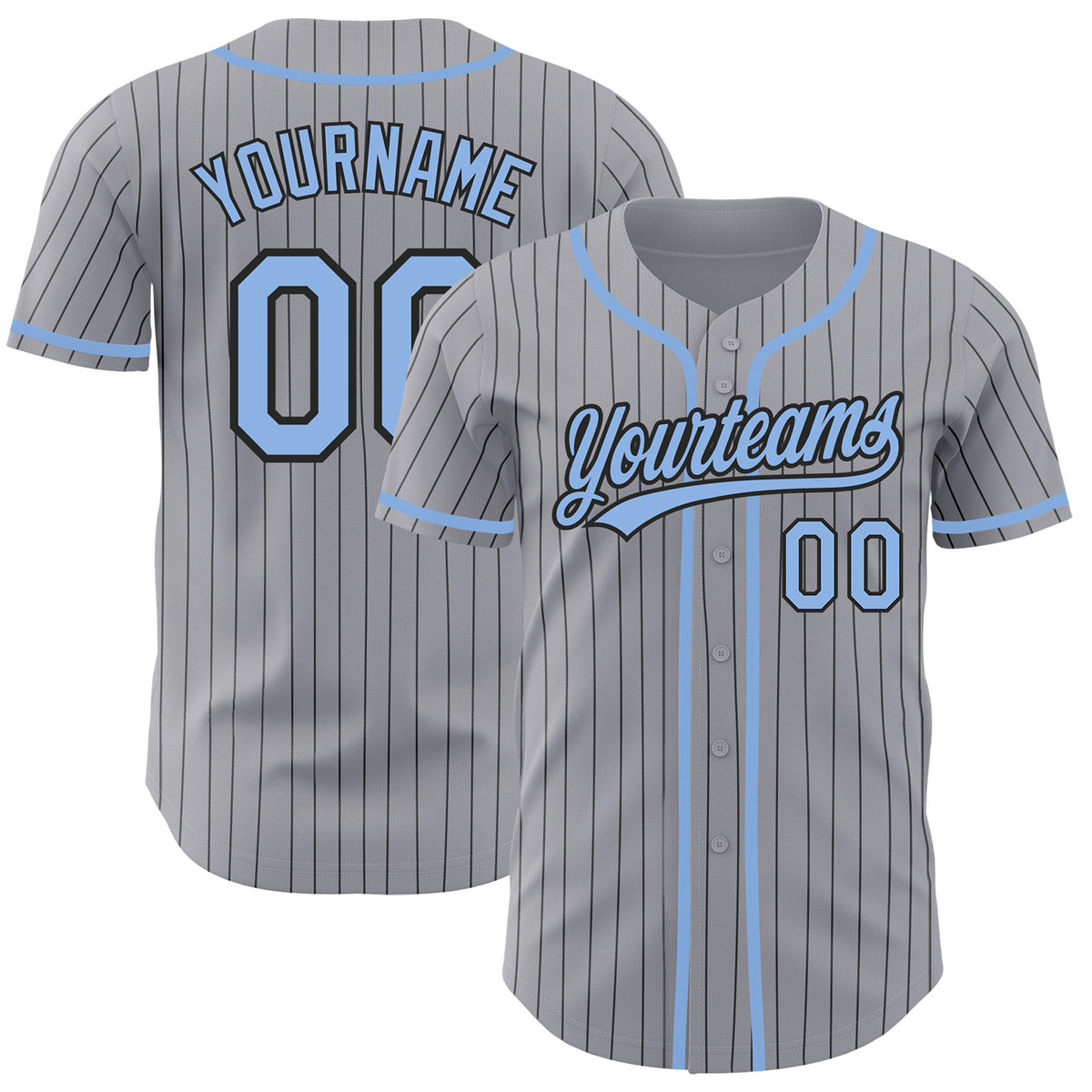 Custom Gray Gold-Light Blue Authentic Baseball Jersey