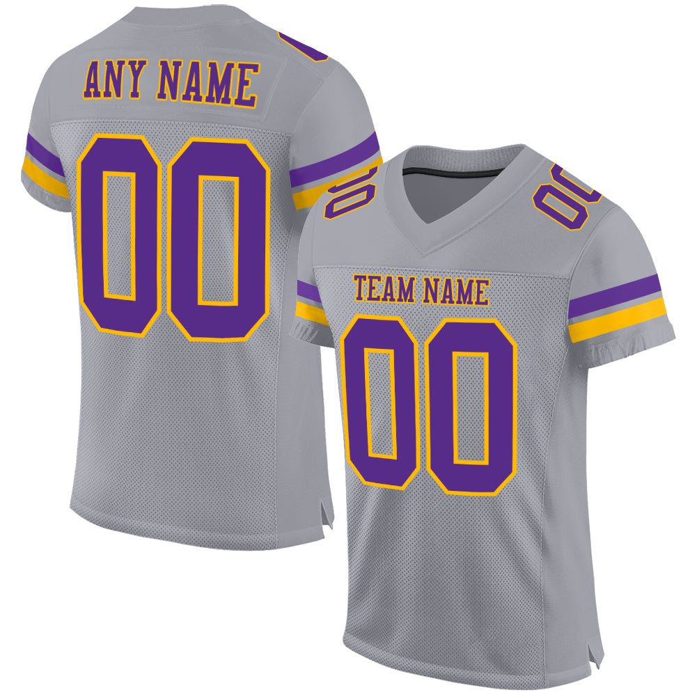 Custom Purple Gold-White Mesh Authentic Football Jersey