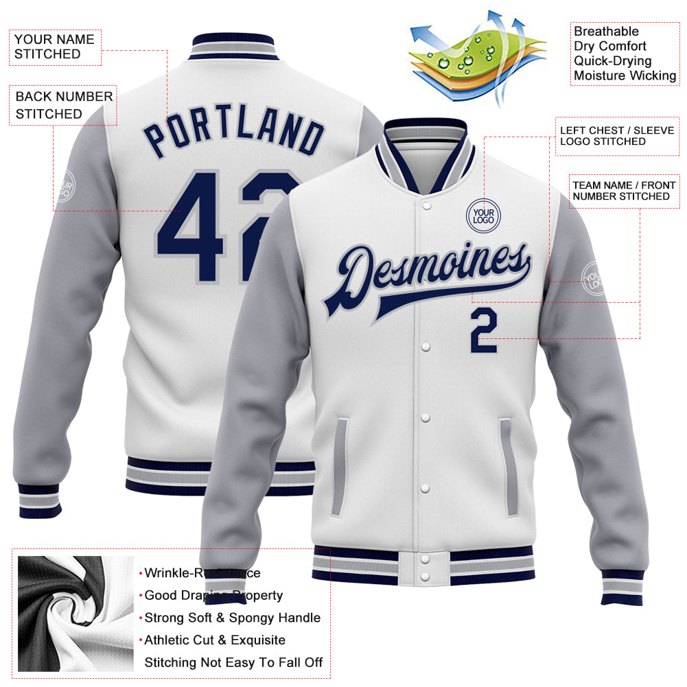 Full-Snap Royal and Gray Los Angeles Dodgers Hoodie Jacket