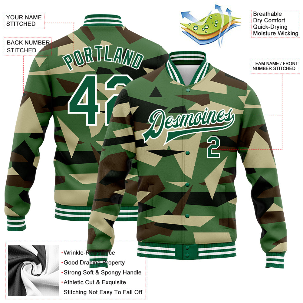 Custom 3D Pattern Softball Jersey Olive Vegas Gold-Camo Salute To