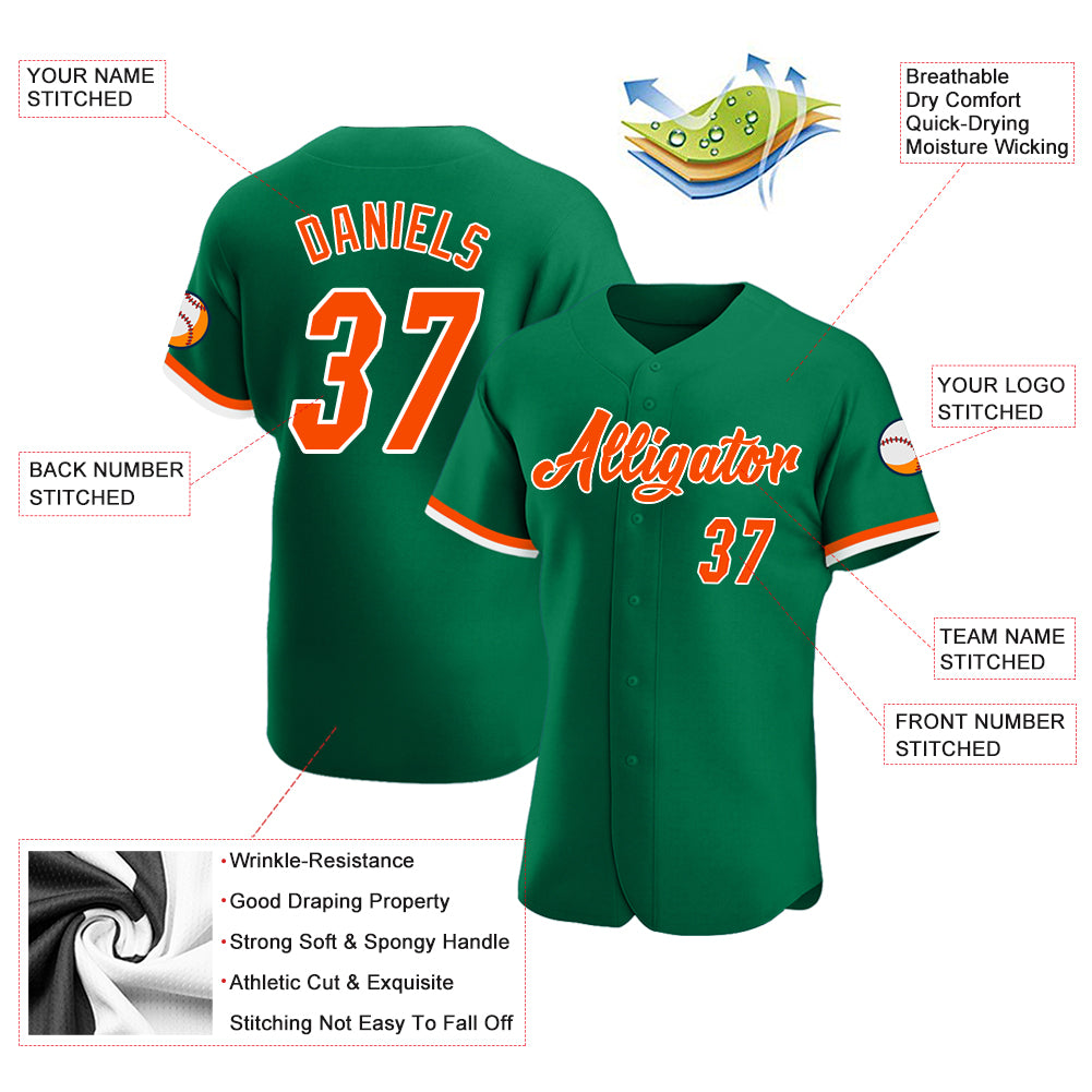 Custom Orange Kelly Green-White Authentic Two Tone Baseball Jersey Discount