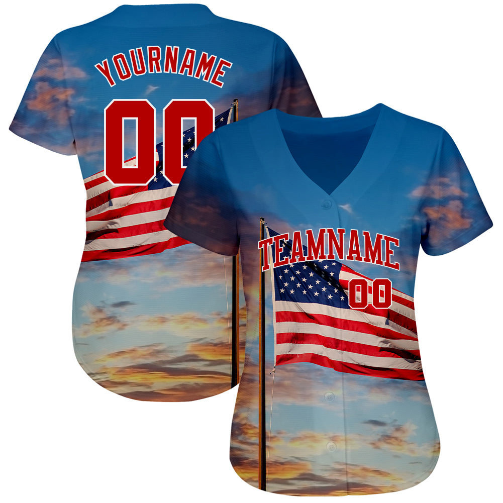 Custom Camo Royal Red-White 3D Salute To Service American Flag