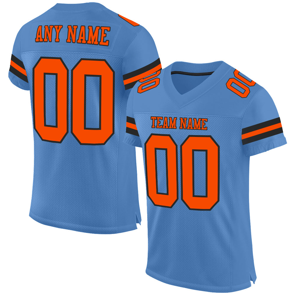 Custom Orange Black Mesh Authentic Football Jersey Discount