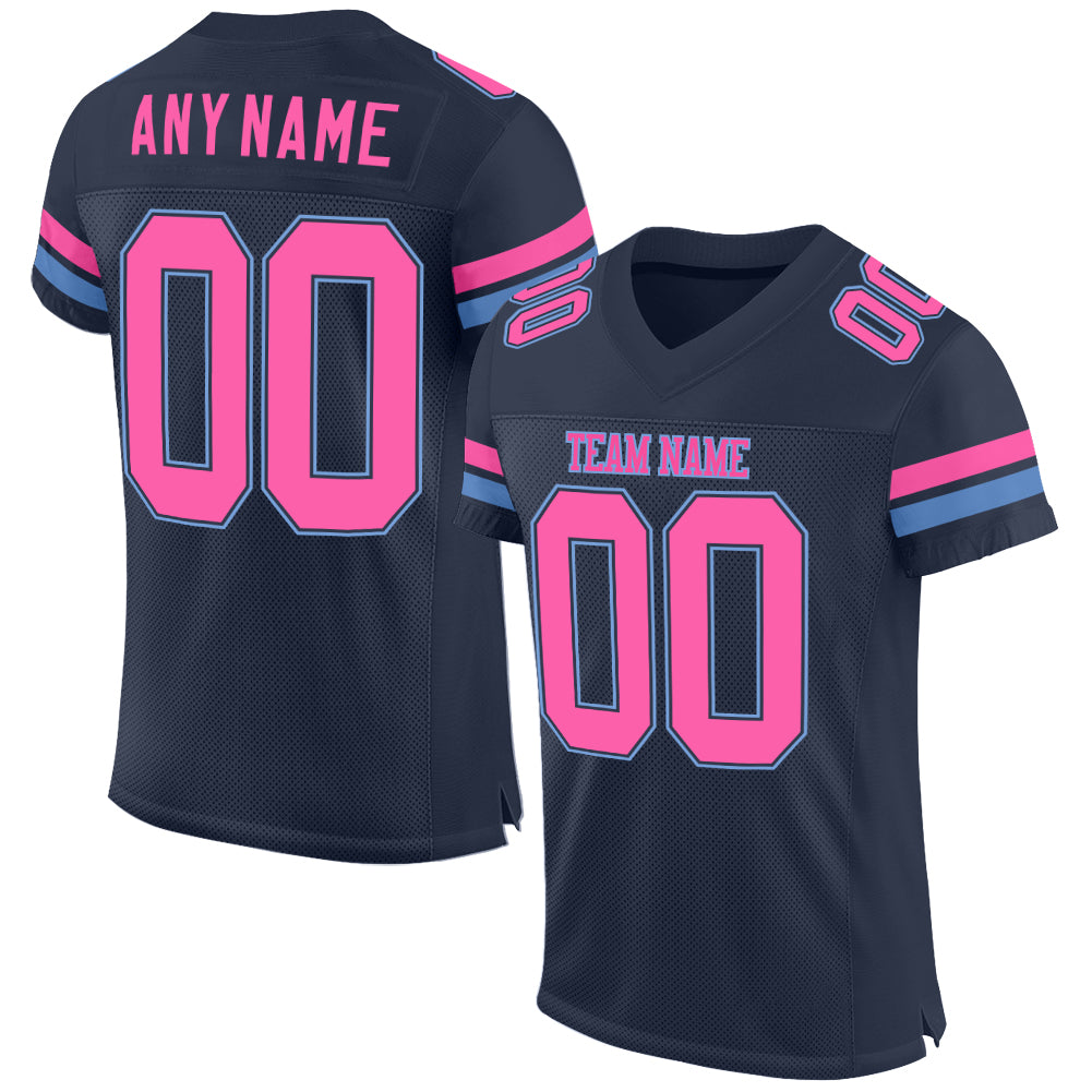 Wholesale Navy blue pink football jersey with shorts customized team soccer  uniform cheap sports jersey From m.