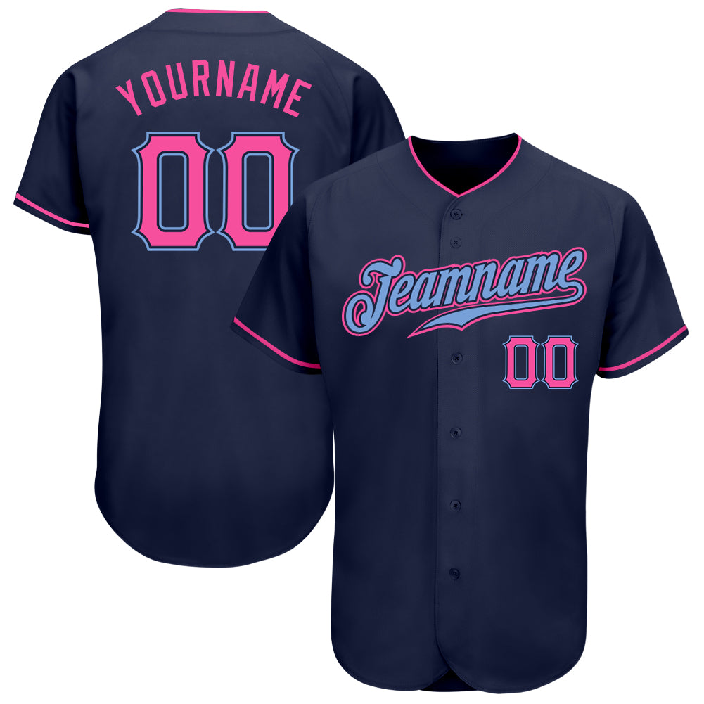 Custom Pink Blue-Black Gradient Fashion Authentic Baseball Jersey, Default Title