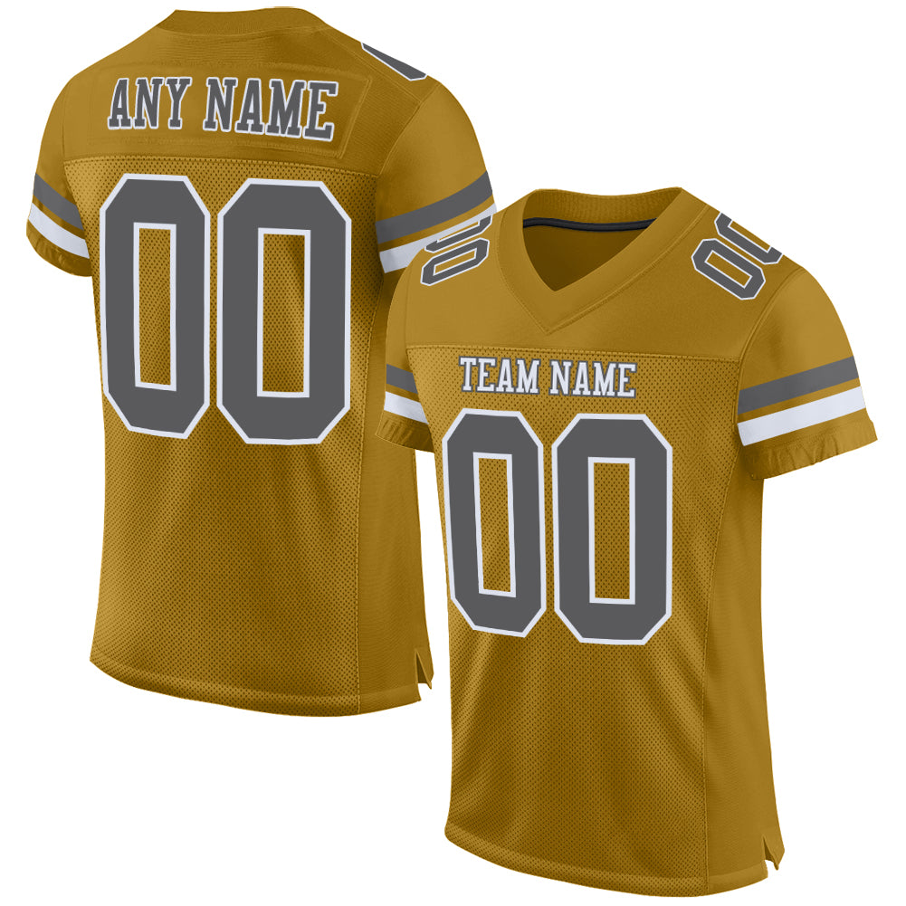 Cheap Custom Brown White-Orange Mesh Authentic Football Jersey