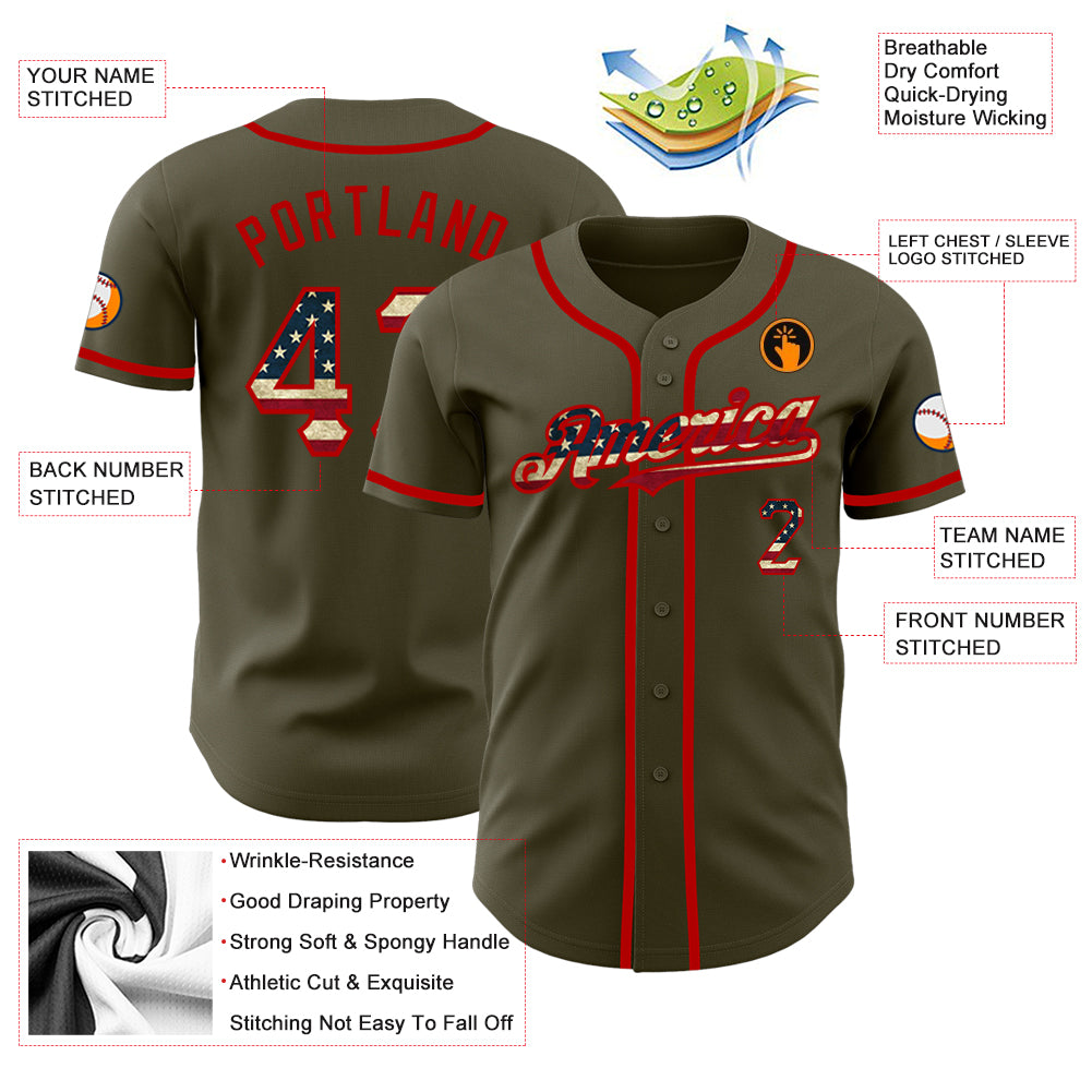 Custom Camo Royal-Red Authentic Salute To Service Baseball Jersey