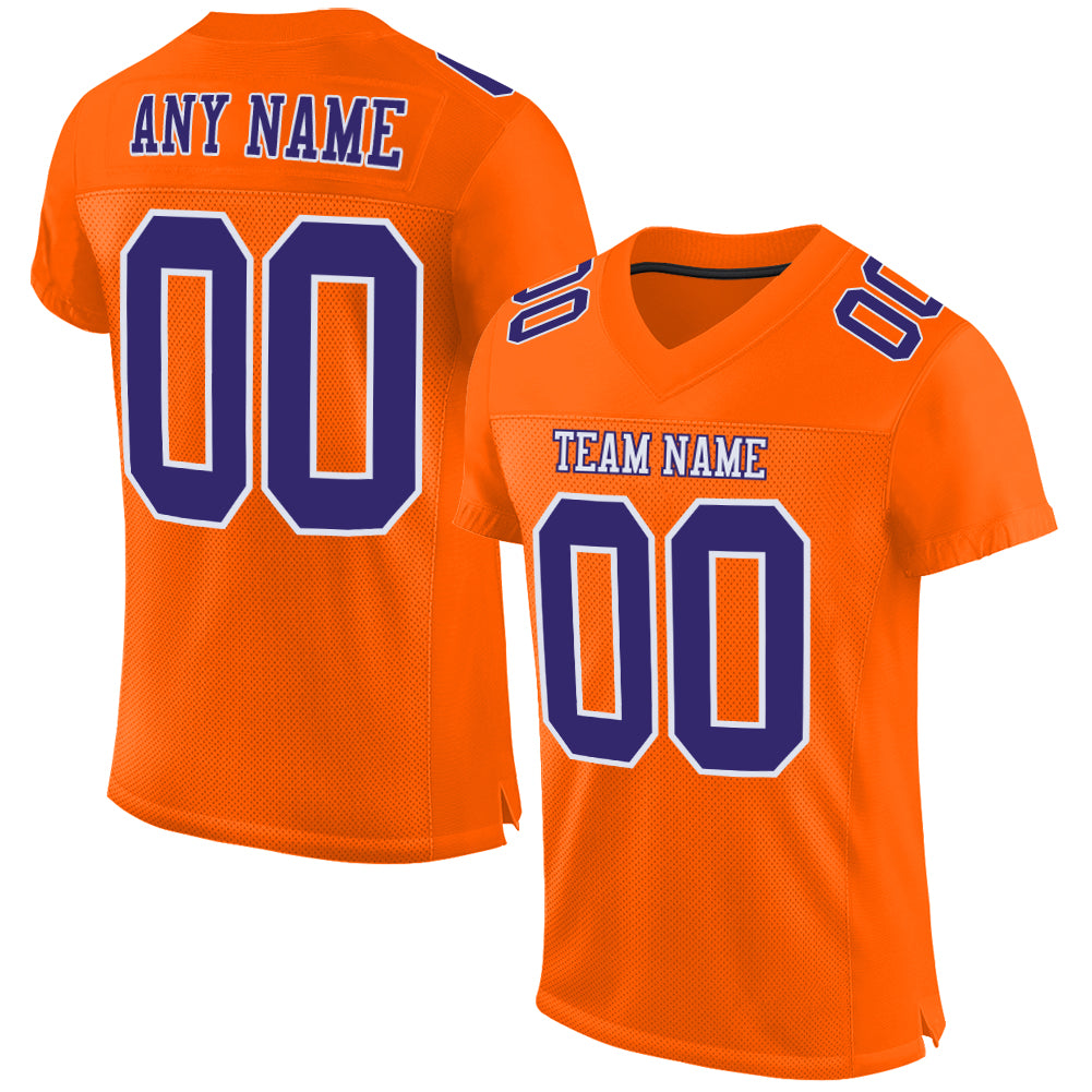 Custom Green Orange-White Mesh Authentic Football Jersey