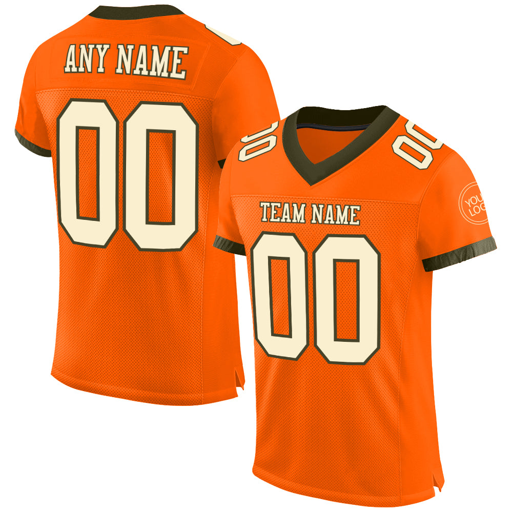 Custom Orange Gold Mesh Authentic Football Jersey – ZhongXingHuiTian