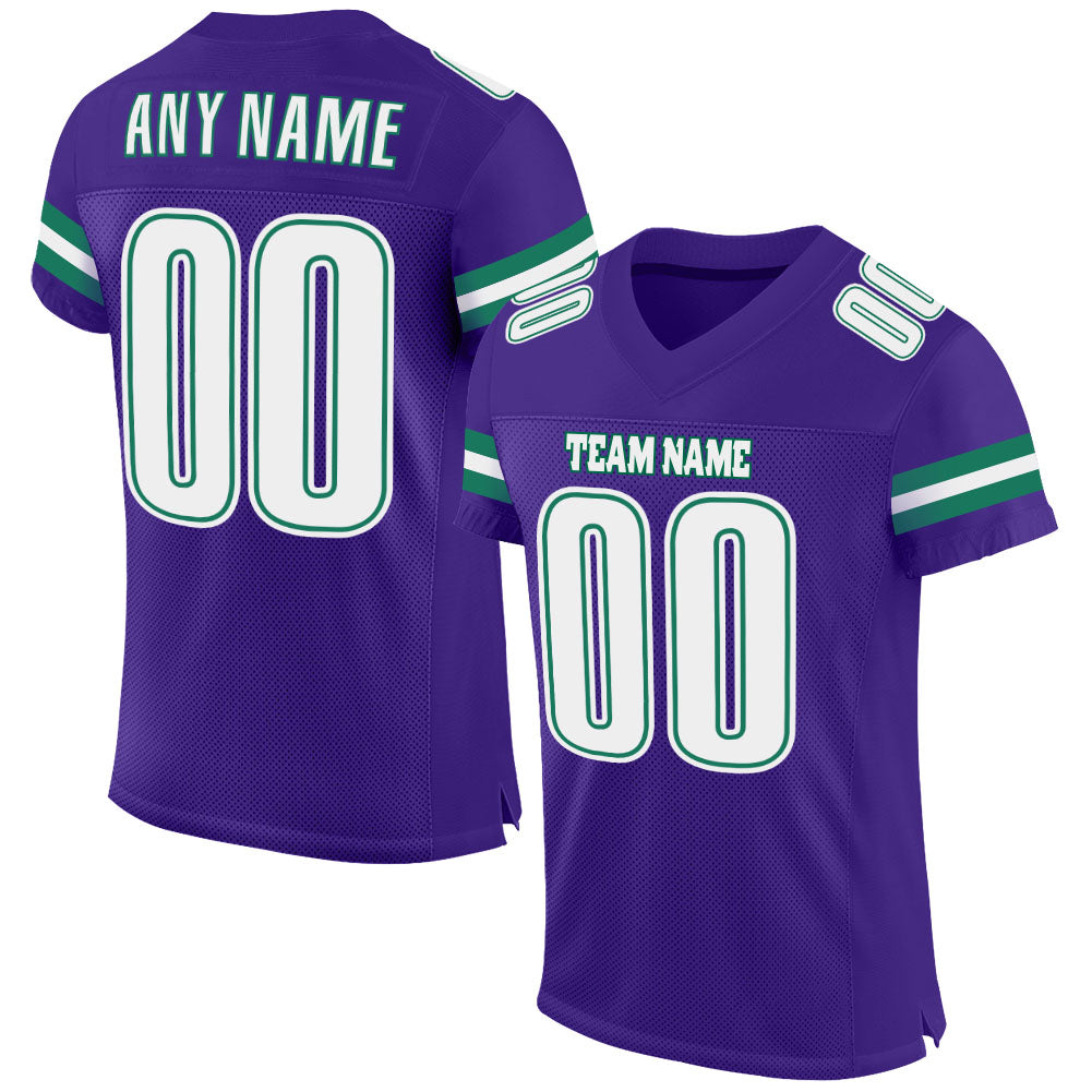 Custom Neon Green White-Purple Authentic Football Jersey Preschool Size:S