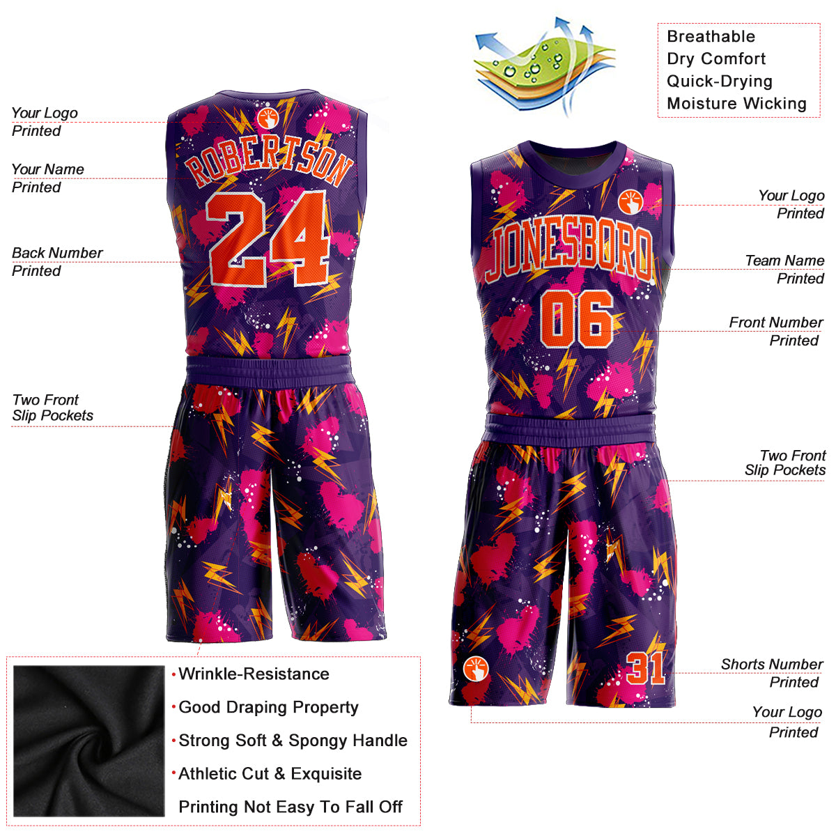 Custom Pink Basketball Jersey  Basketball jersey, Custom basketball,  Orange design