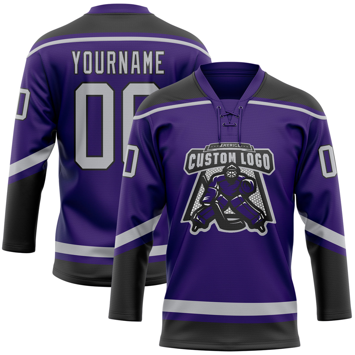 Black Orange Vikings Hockey Jersey