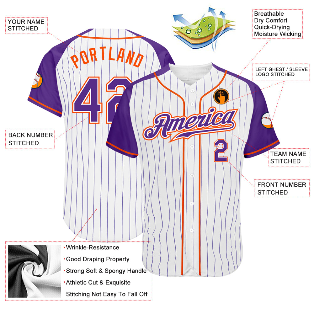 Custom Logo Name Number Purple Pinstripe Baseball Jersey