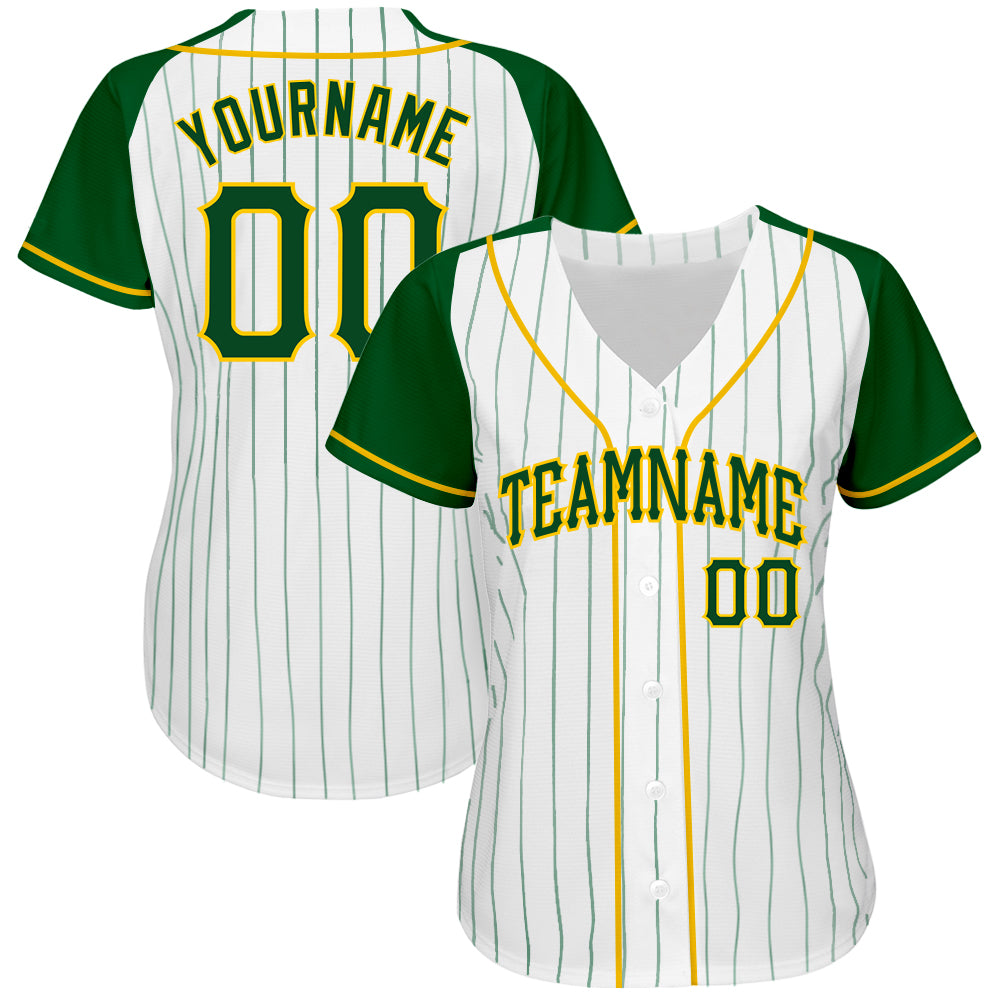 Custom Baseball Jersey Green Gold 3D Oakland City Edition Fade Fashion Authentic Women's Size:L