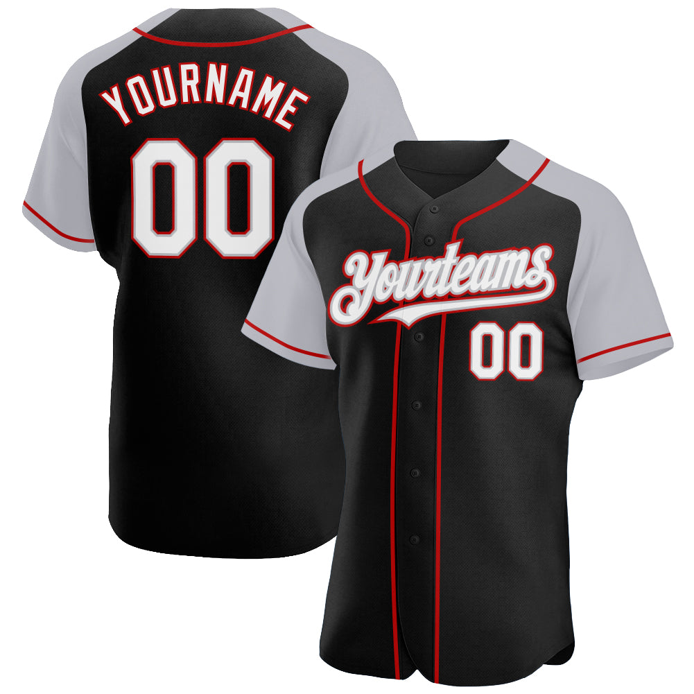 Cheap Custom Red White Authentic Raglan Sleeves Baseball Jersey