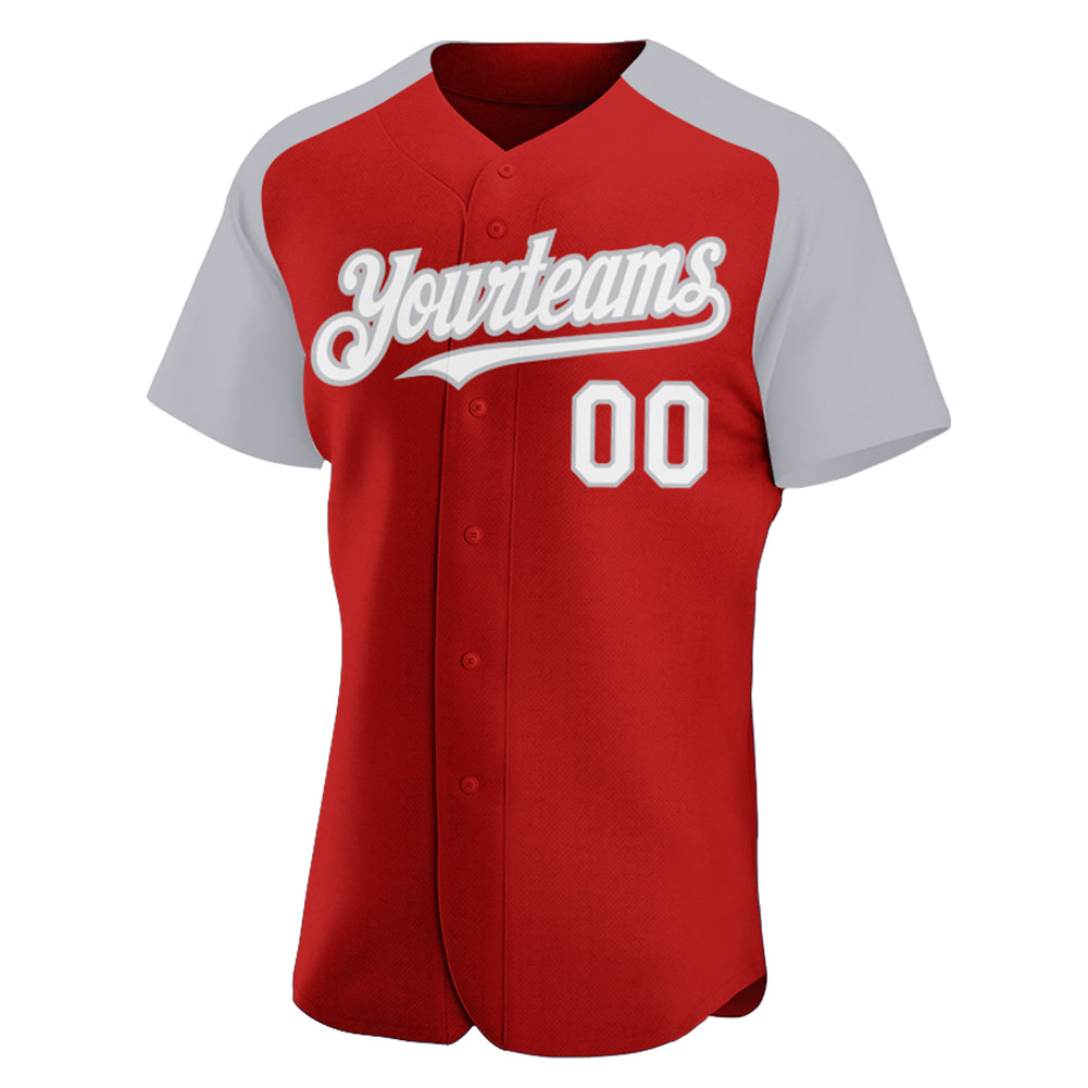 Cheap Custom White Red Pinstripe Red-Light Blue Authentic Raglan